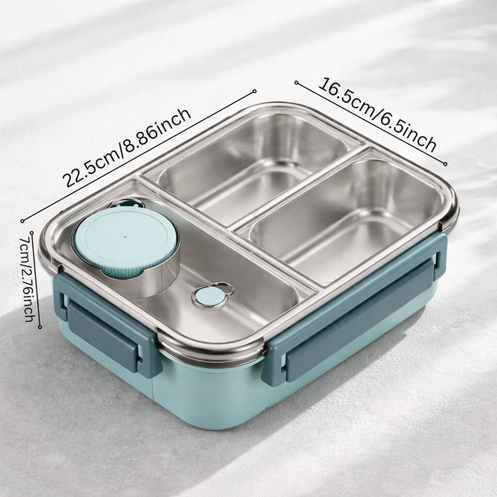 Boîte à repas en acier inoxydable à 3 compartiments, étanche et isotherme, pour le travail et l'école