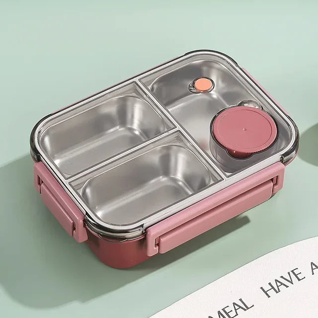 Boîte à repas en acier inoxydable à 3 compartiments, étanche et isotherme, pour le travail et l'école
