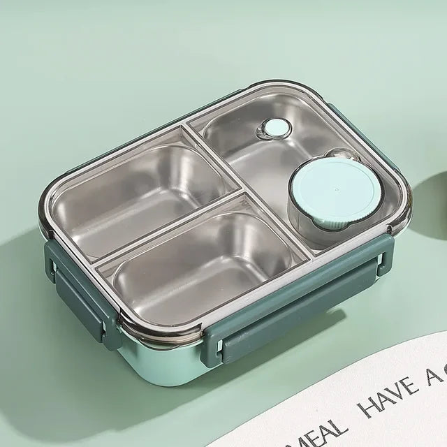 Boîte à repas en acier inoxydable à 3 compartiments, étanche et isotherme, pour le travail et l'école