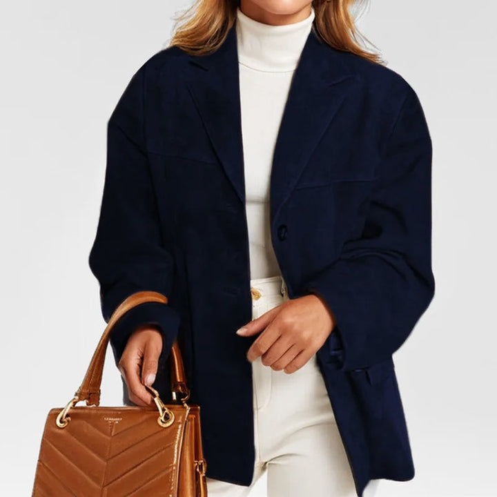 Women's loose-fit suede shirt jacket for autumn and mid-season
