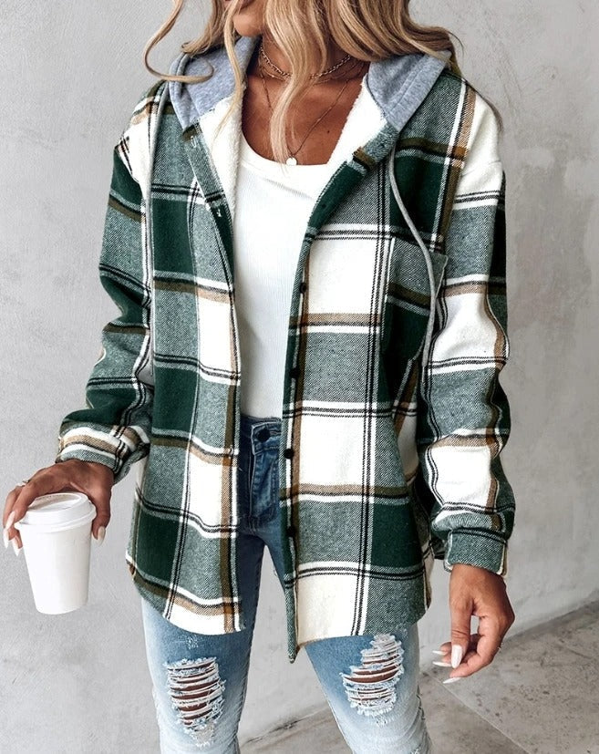 Cotton flannel overshirt for autumn, relaxed fit, for everyday wear