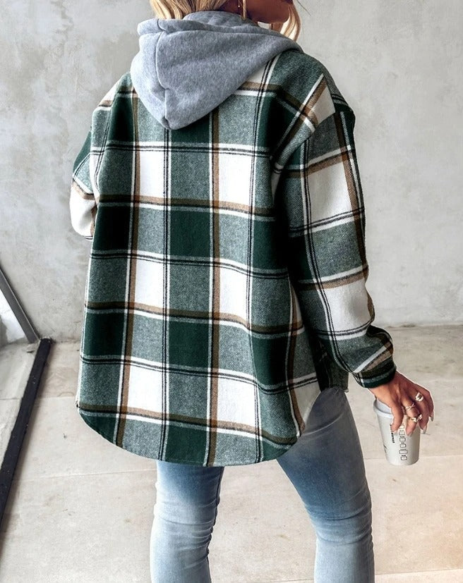 Cotton flannel overshirt for autumn, relaxed fit, for everyday wear