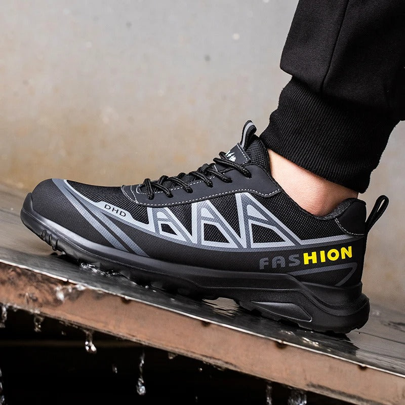 Chaussures de sécurité pour hommes en cuir, larges, antidérapantes et étanches, pour le travail sur un chantier