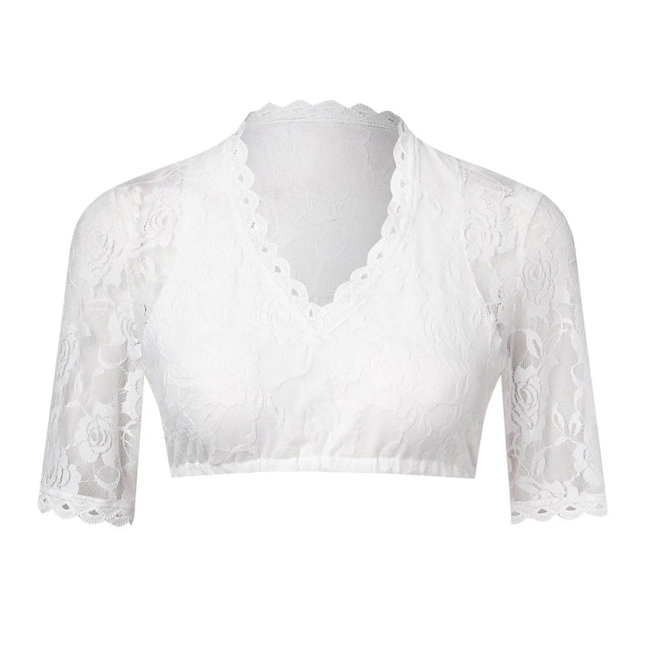 Elegant white lace blouse with half sleeves for women - Mona