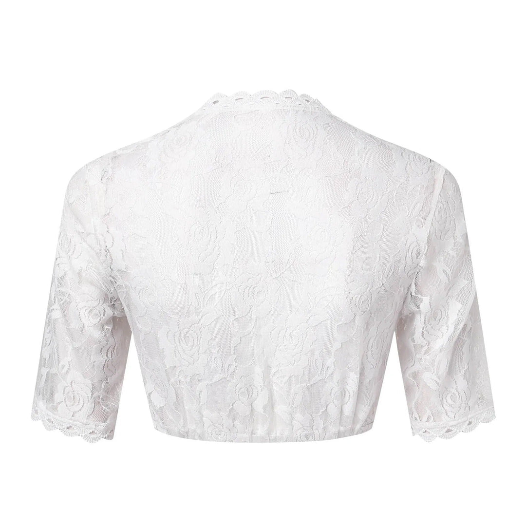 Elegant white lace blouse with half sleeves for women - Mona