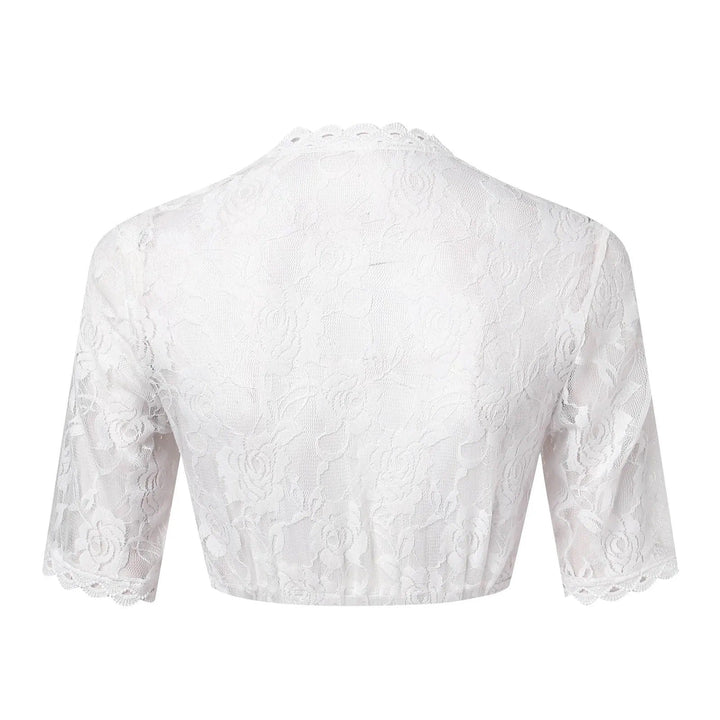 Elegant white lace blouse with half sleeves for women - Mona