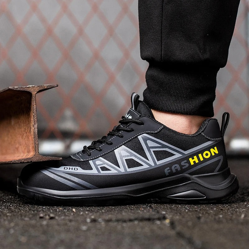 Chaussures de sécurité pour hommes en cuir, larges, antidérapantes et étanches, pour le travail sur un chantier