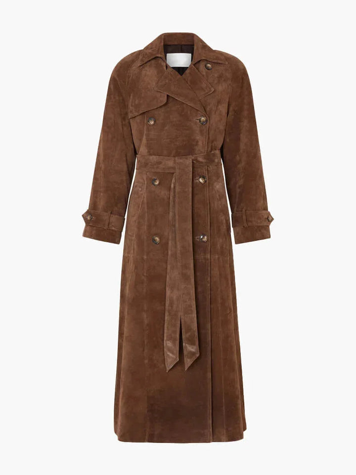 Trench-coat pour femme avec ceinture et revers, manteau élégant pour les journées d'automne plus fraîches