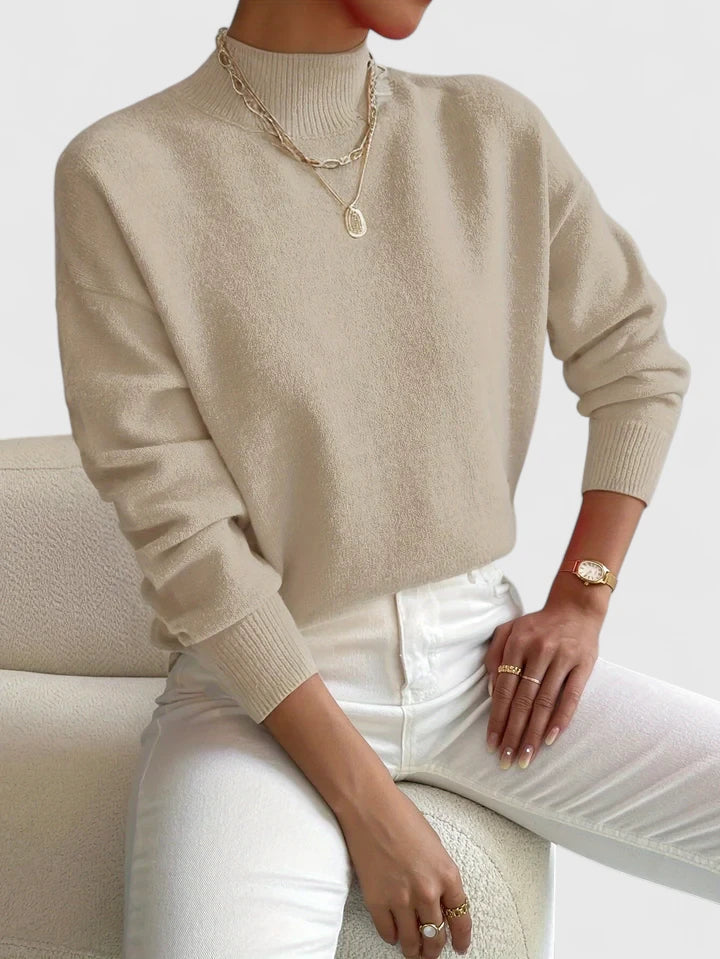 Pull en laine pour femme à col roulé, élégant, pour l’automne