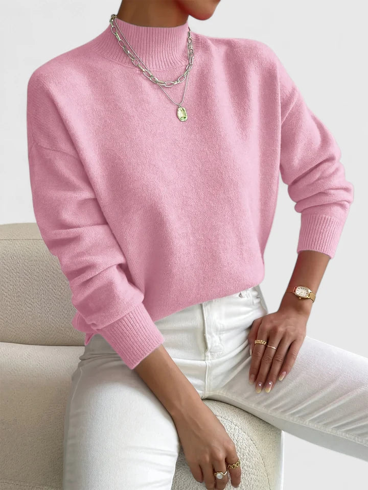 Pull en laine pour femme à col roulé, élégant, pour l’automne