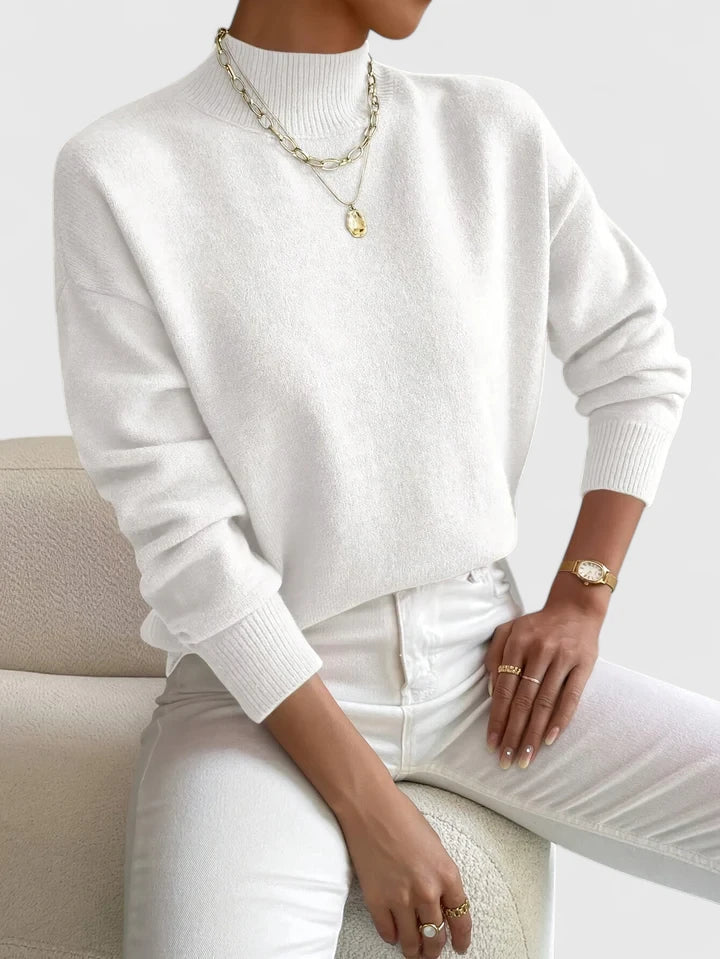 Pull en laine pour femme à col roulé, élégant, pour l’automne