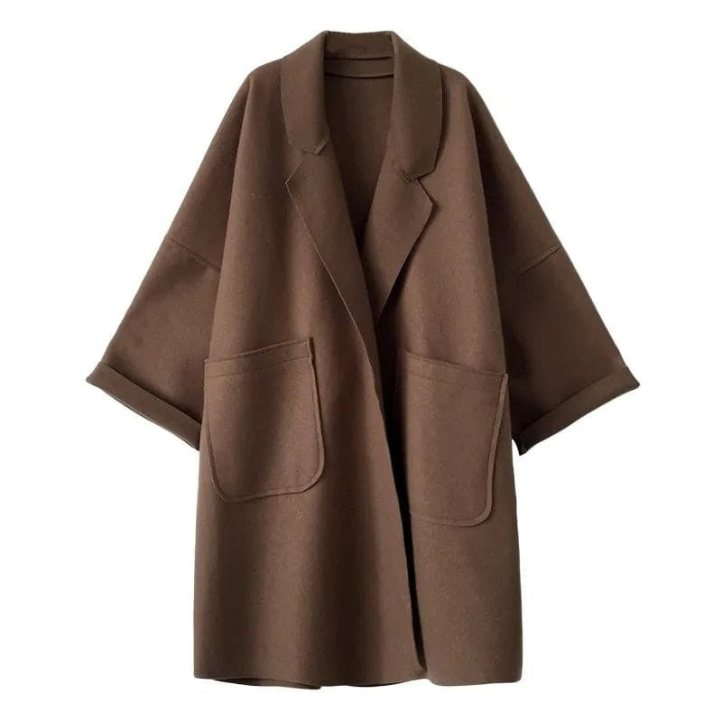Abrigo largo oversize de lana para mujer, para otoño-invierno y entretiempo
