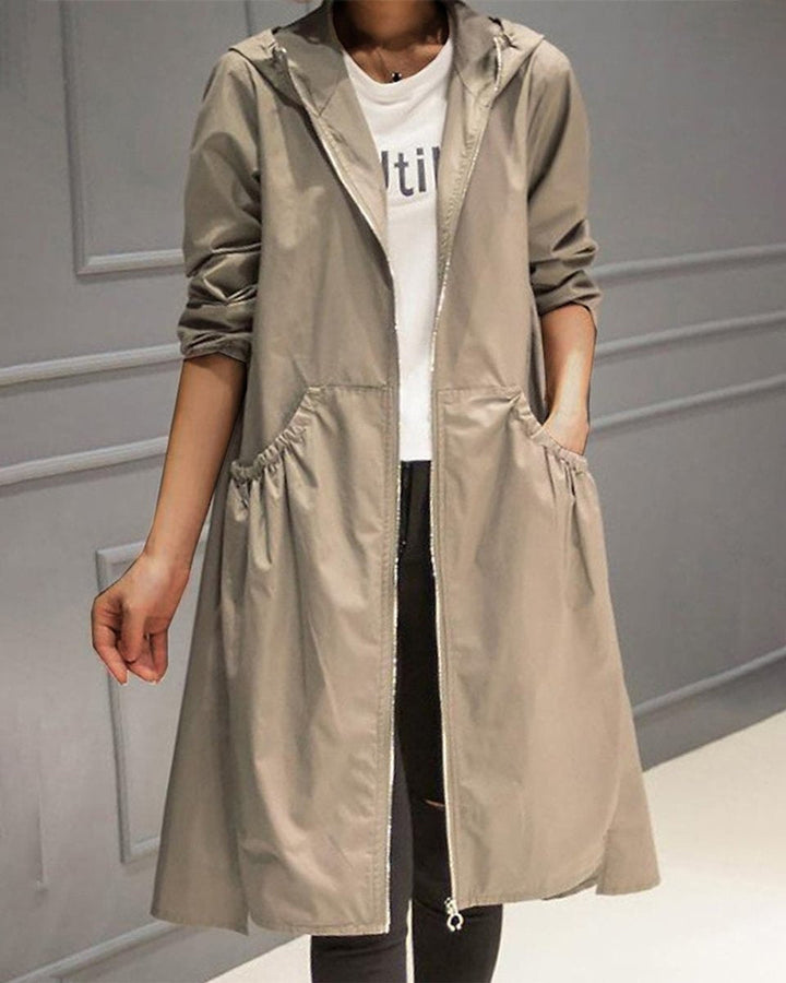 Parka de pluie longue pour femme avec capuche, pour l’automne