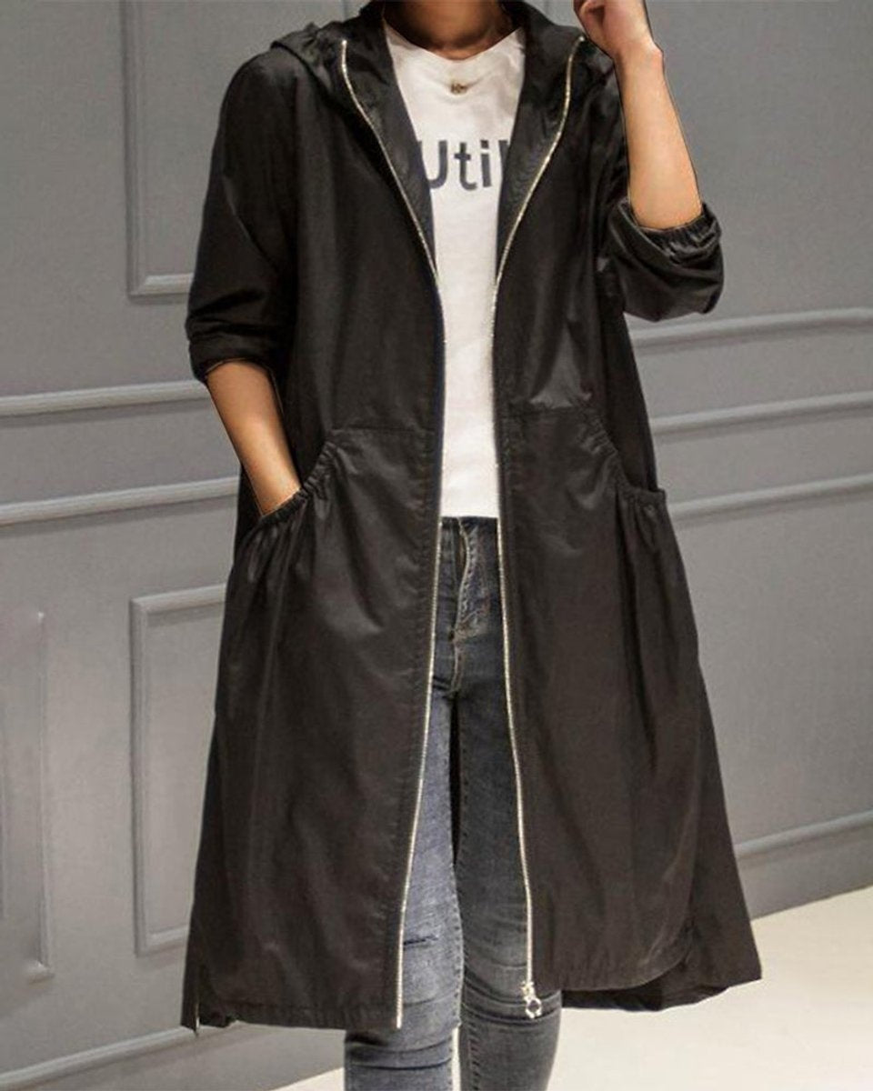 Parka de pluie longue pour femme avec capuche, pour l’automne