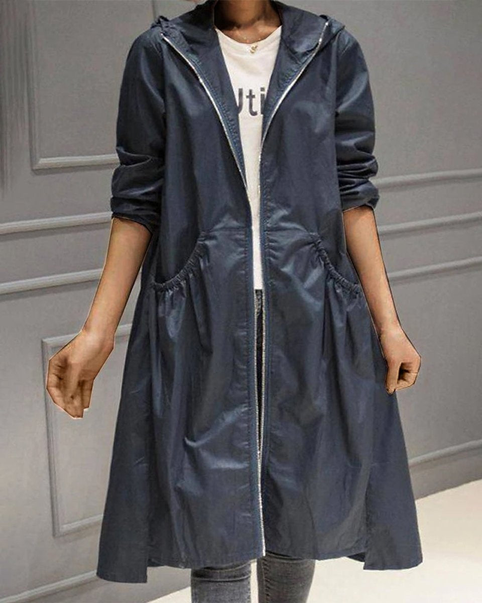 Parka de pluie longue pour femme avec capuche, pour l’automne
