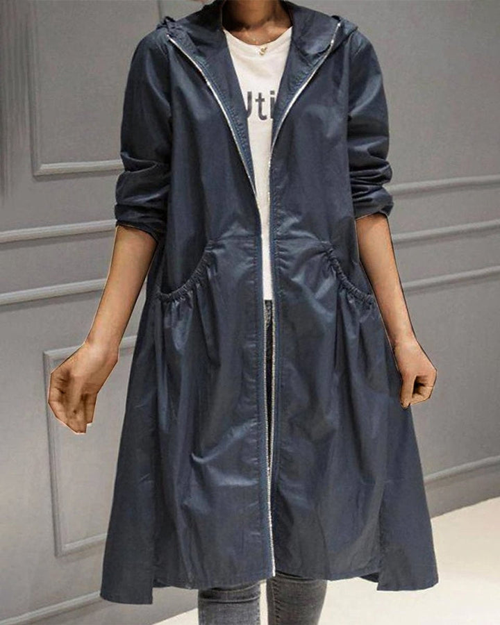 Parka de pluie longue pour femme avec capuche, pour l’automne