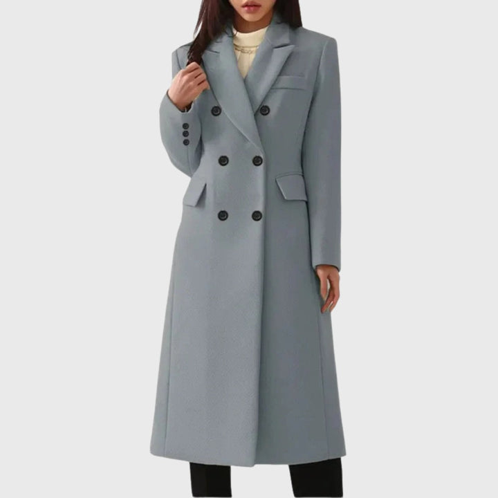 Manteau long en laine pour femme, double boutonnage, style diplomate, automne-hiver