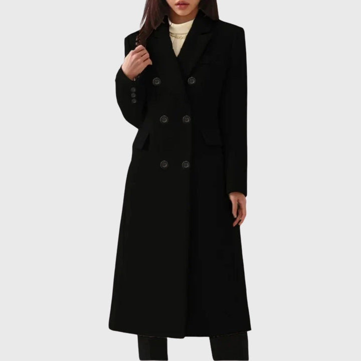 Manteau long en laine pour femme, double boutonnage, style diplomate, automne-hiver