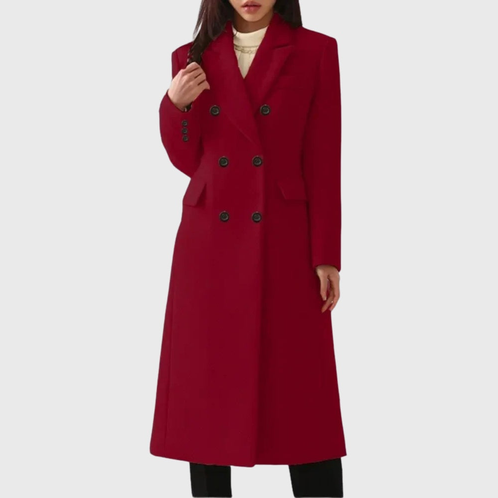 Manteau long en laine pour femme, double boutonnage, style diplomate, automne-hiver