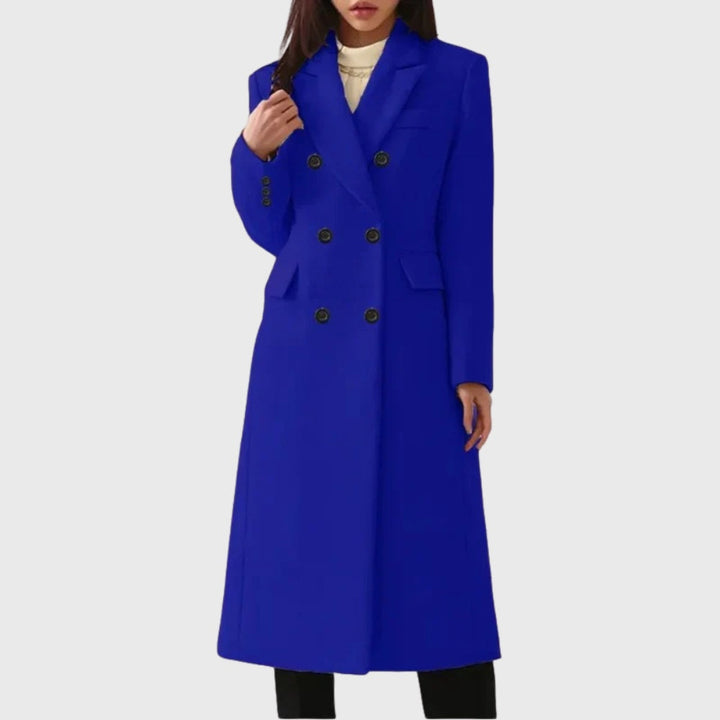 Manteau long en laine pour femme, double boutonnage, style diplomate, automne-hiver
