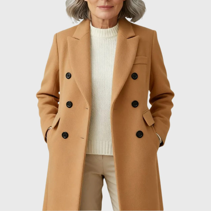 Manteau long en laine pour femme, double boutonnage, style diplomate, automne-hiver