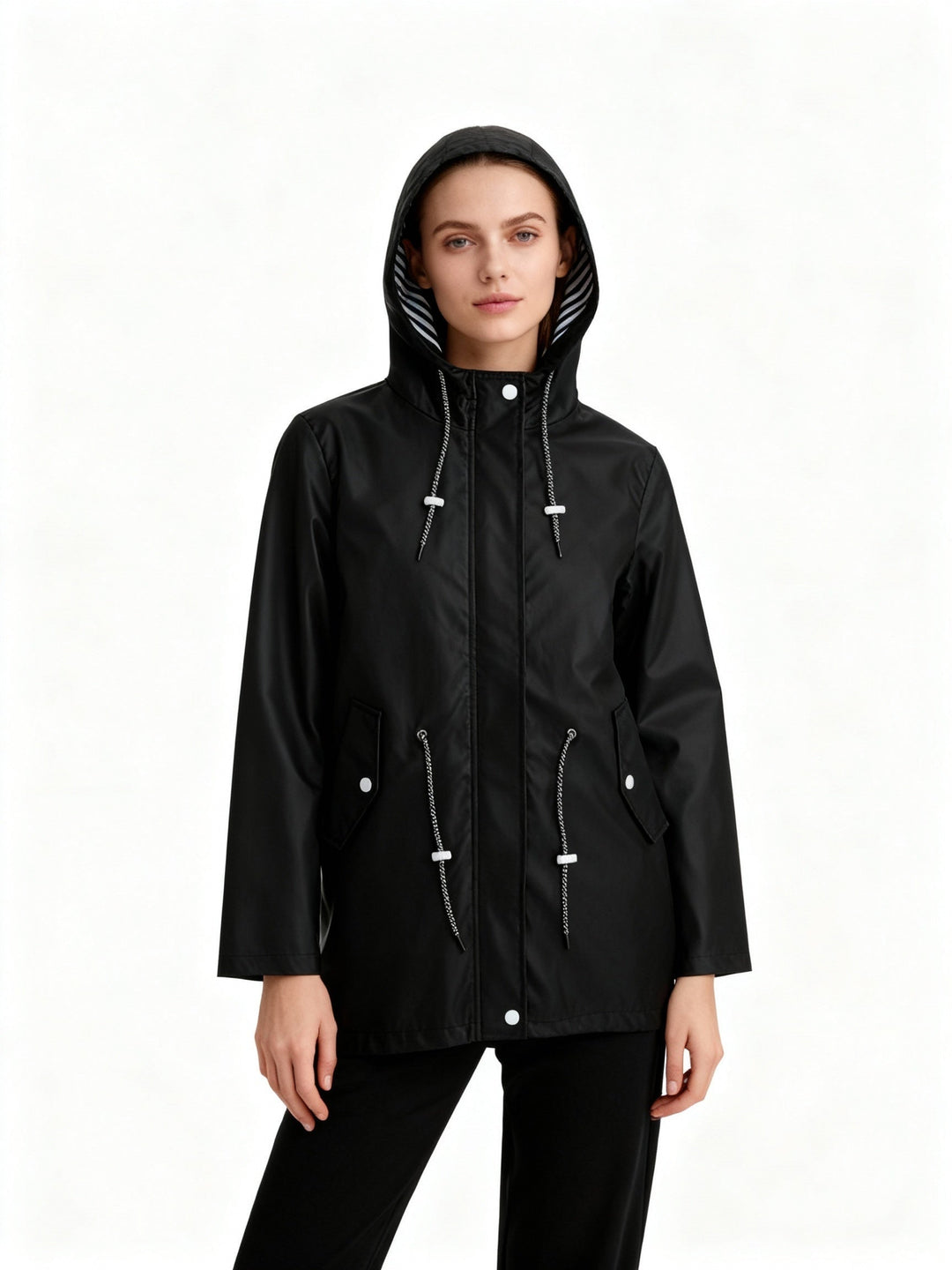 Impermeable para mujer con capucha, otoño