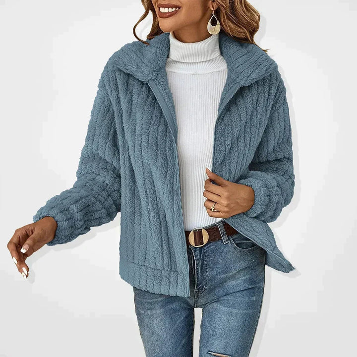 Veste polaire chaude pour femme, zippée, effet peluche, pour l’automne