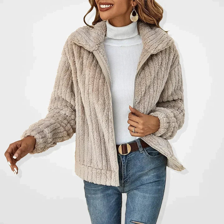 Veste polaire chaude pour femme, zippée, effet peluche, pour l’automne