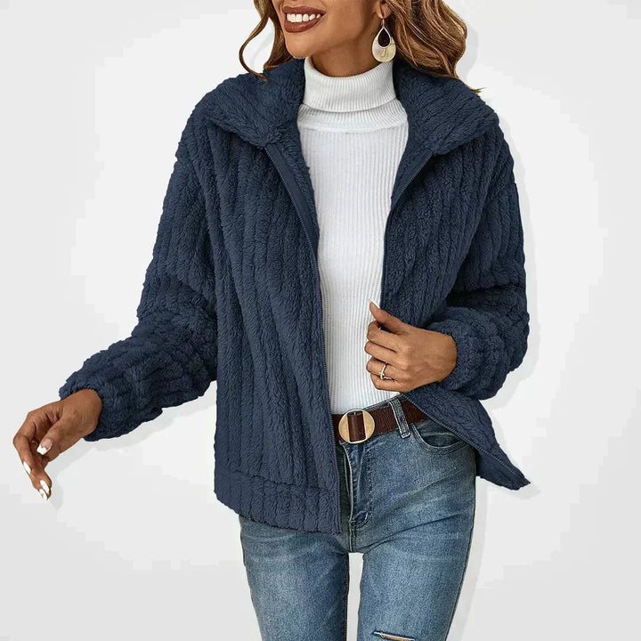 Veste polaire chaude pour femme, zippée, effet peluche, pour l’automne