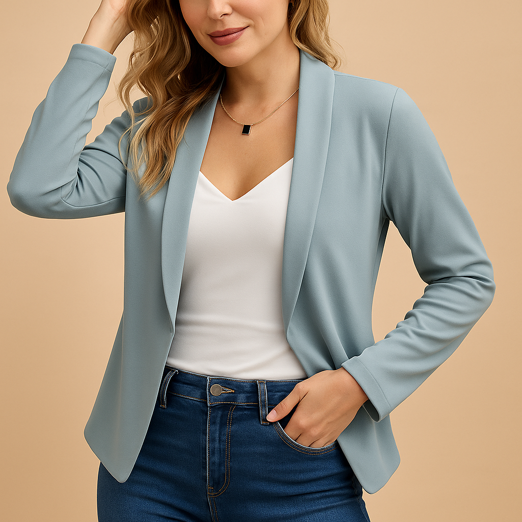 Blazer femme ouvert en coton coupe moderne pour la saison estivale