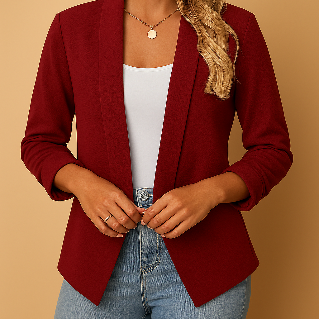 Blazer femme ouvert élégant en laine pour le printemps