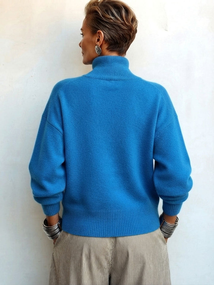Pull col roulé femme en maille à boutons asymétriques, pull ample et chaud pour l’automne