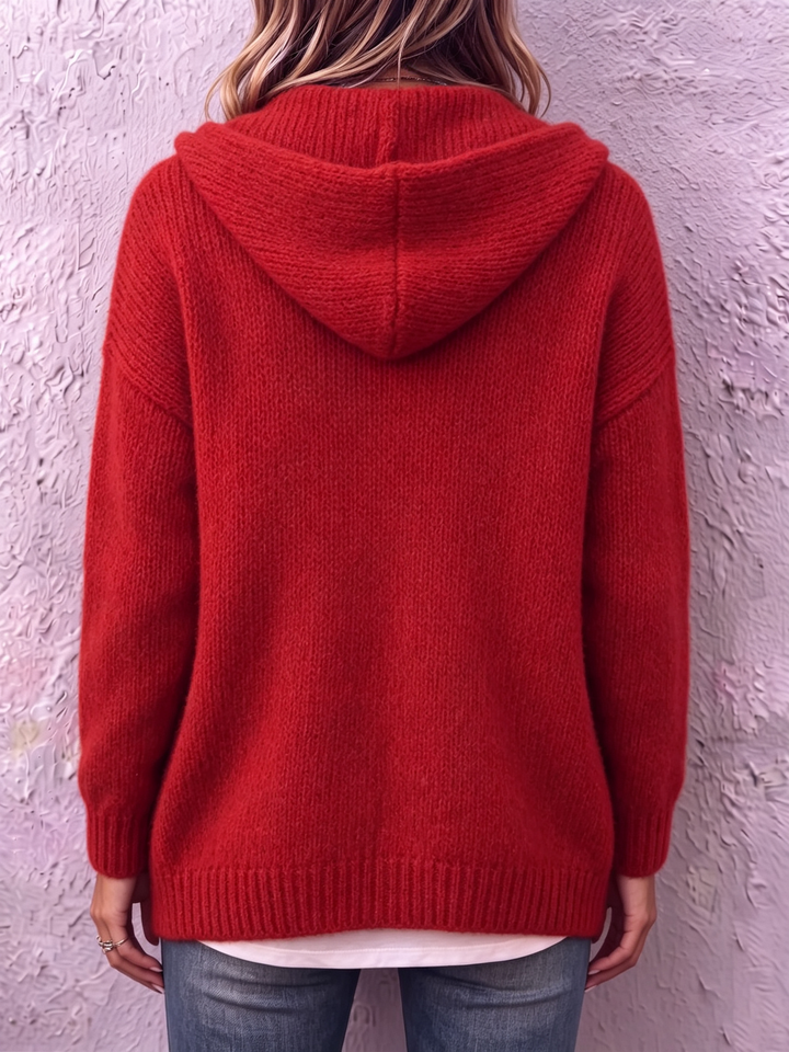 Cardigan femme en maille à capuche, gilet d’automne boutonné