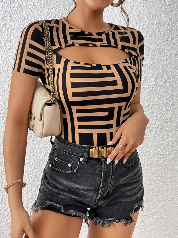 Livia - Elegant cut-out summer T-shirt for women