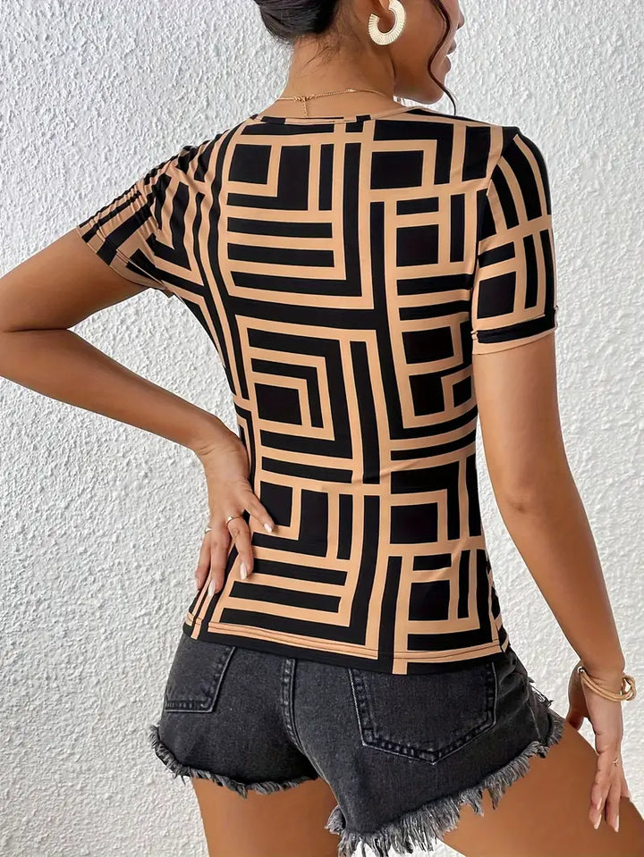 Livia - Elegant cut-out summer T-shirt for women