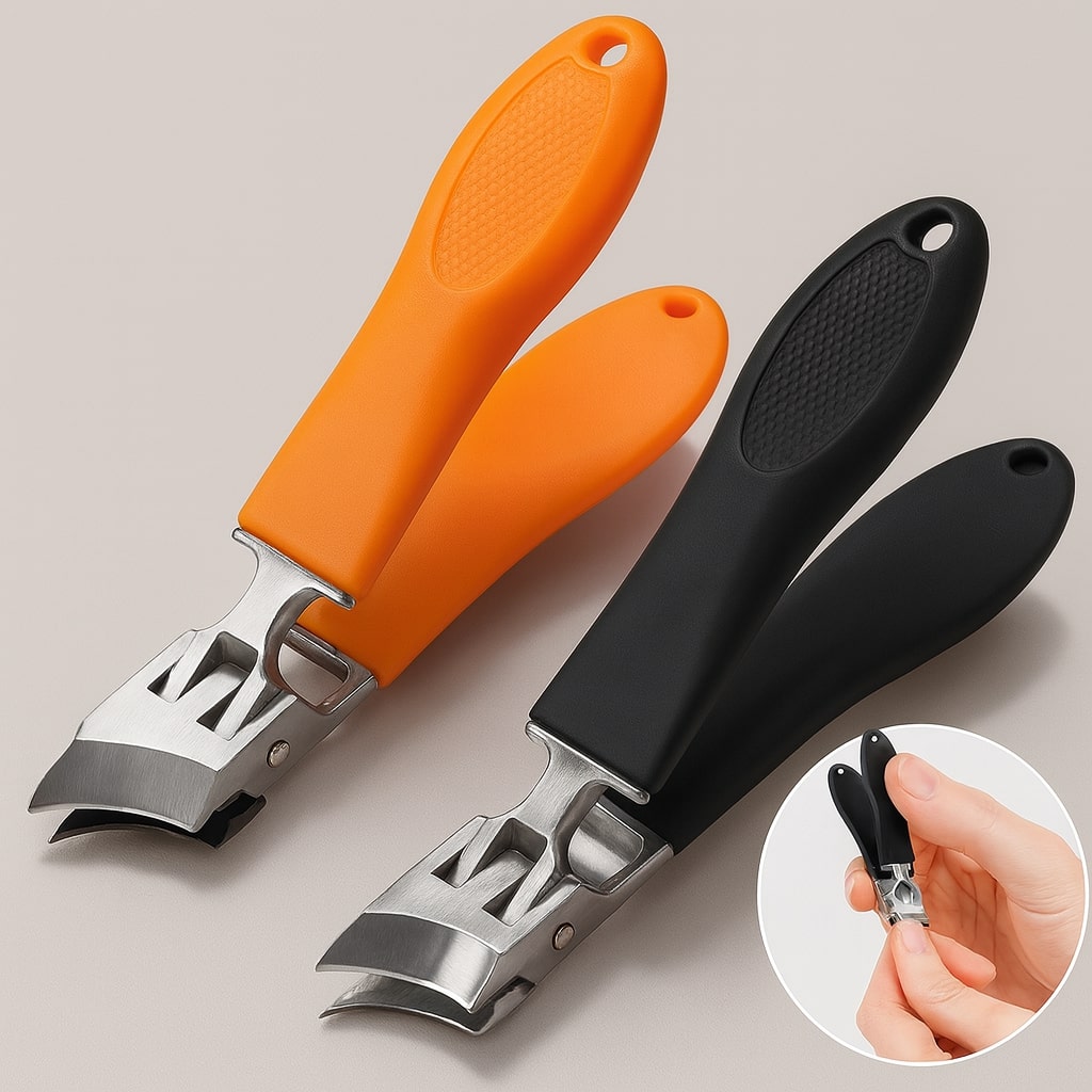 Tagliaunghie largo antiscivolo in acciaio inox per unghie spesse