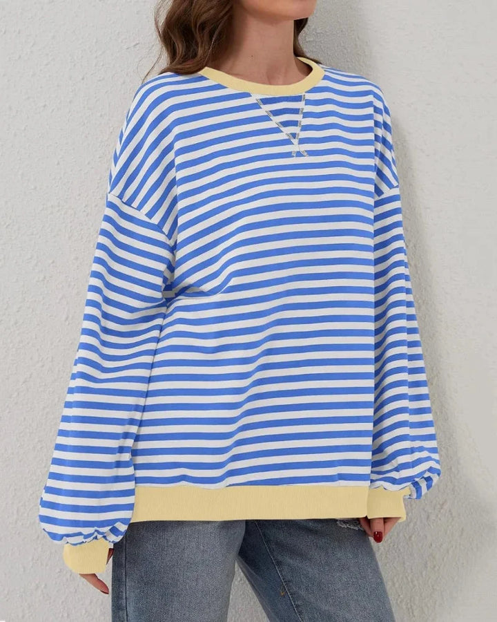 Pull oversize femme à rayures en maille, coupe décontractée pour l'automne