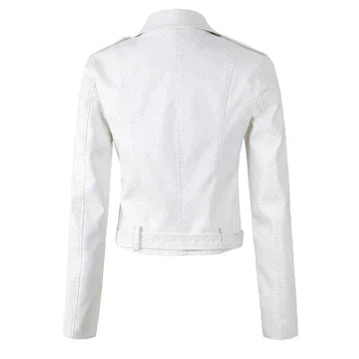 Giacca perfecto da donna in similpelle con cintura, per l’autunno