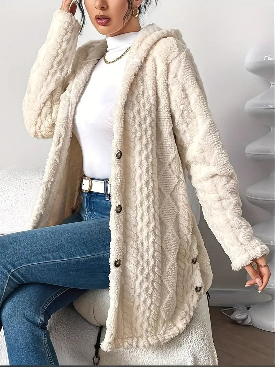 Veste polaire femme oversize à capuche, chaude pour l’automne