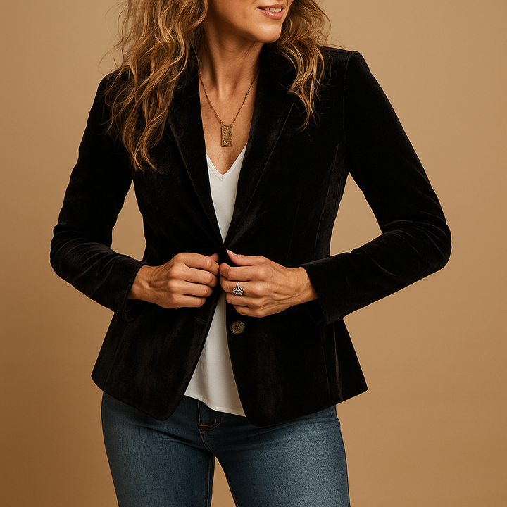 Blazer femme rétro coupe slim en laine avec revers pour l'automne