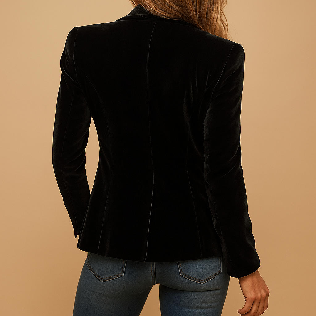 Blazer femme rétro coupe slim en laine avec revers pour l'automne