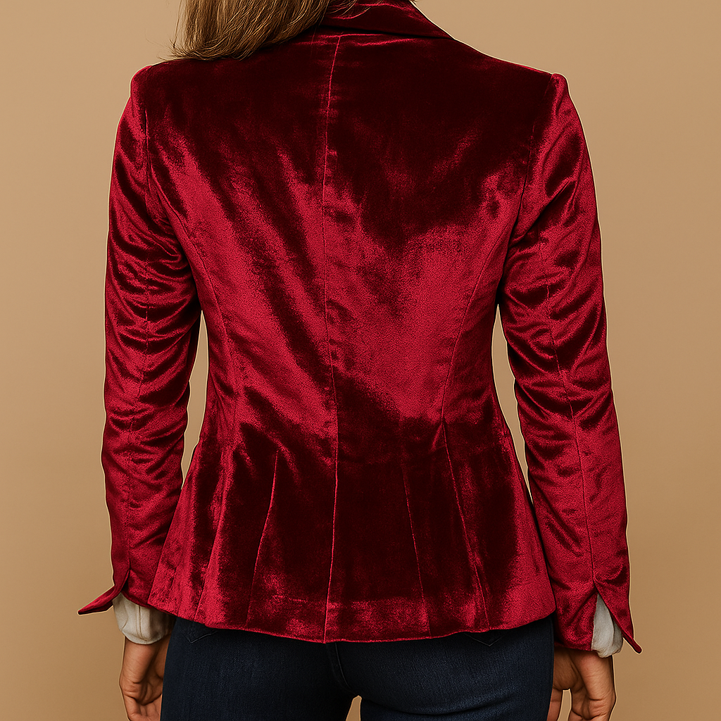 Blazer femme rétro coupe slim en laine avec revers pour l'automne