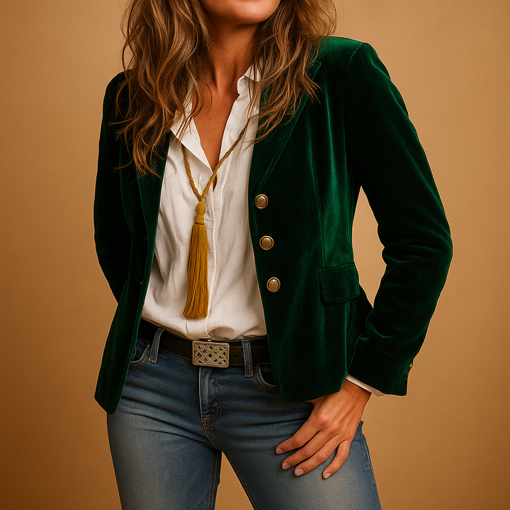 Blazer femme rétro coupe slim en laine avec revers pour l'automne