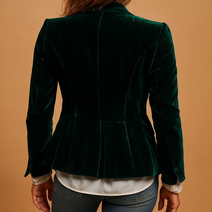 Blazer femme rétro coupe slim en laine avec revers pour l'automne