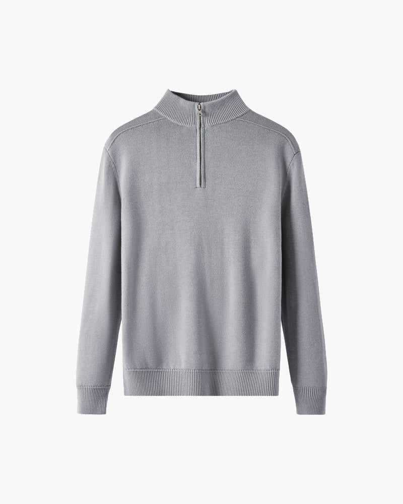Pull homme en laine mérinos à col zippé, élégant pour l’automne