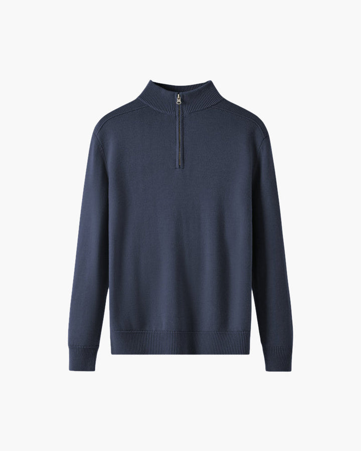 Pull homme en laine mérinos à col zippé, élégant pour l’automne