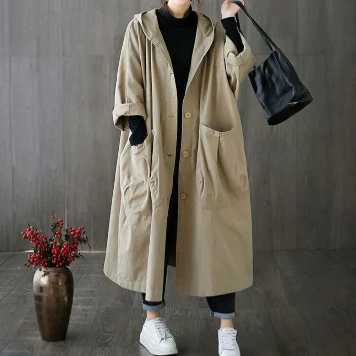 Trench-coat femme coupe-vent en coton avec ceinture pour une protection par temps frais