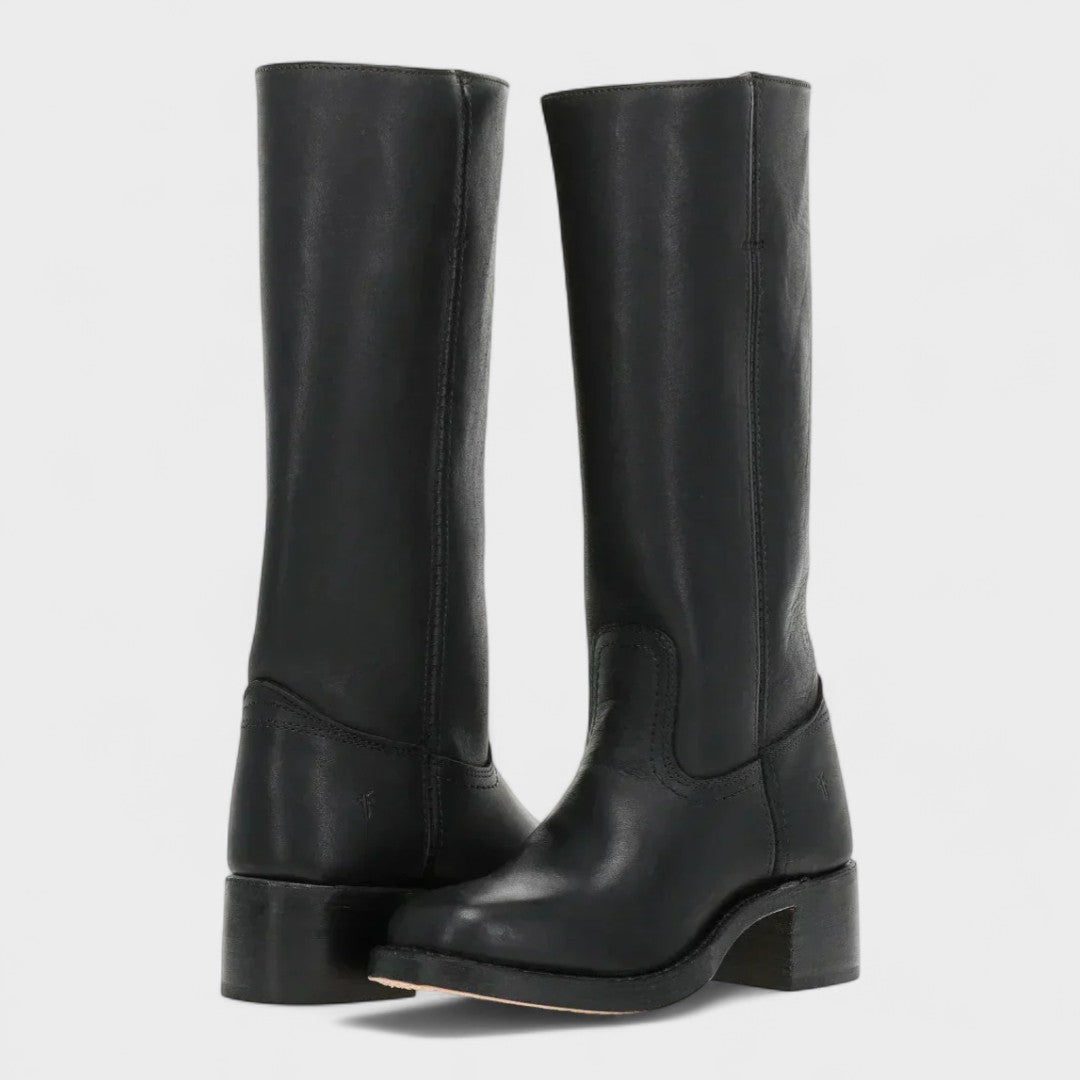 Bottes d’officier pour femme en cuir, hautes jusqu’aux genoux, pour l’automne