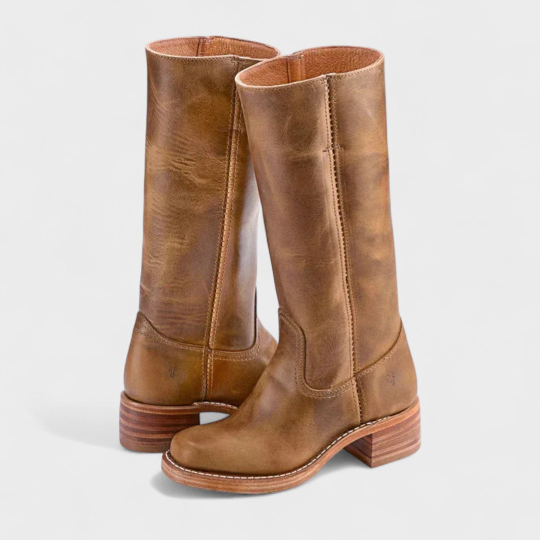 Bottes d’officier pour femme en cuir, hautes jusqu’aux genoux, pour l’automne