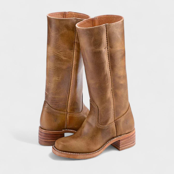 Bottes d’officier pour femme en cuir, hautes jusqu’aux genoux, pour l’automne